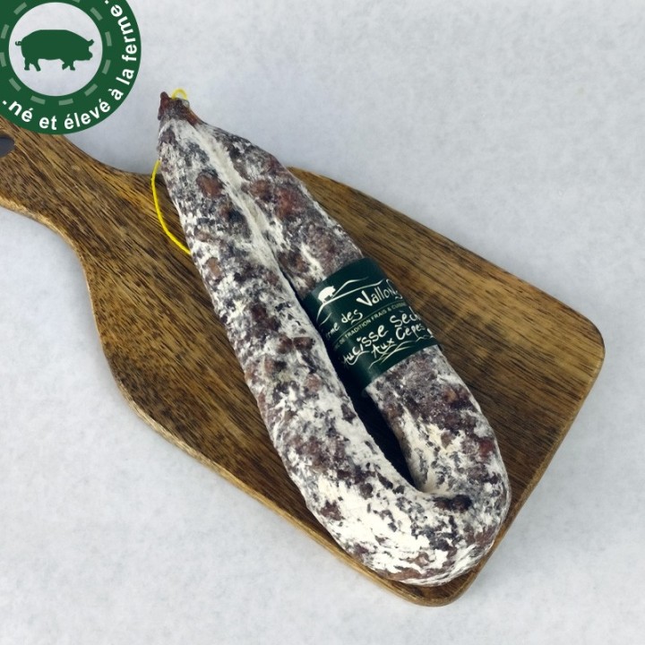 Saucisse sèche aux Cèpes, porc fermier | Ferme des Vallons