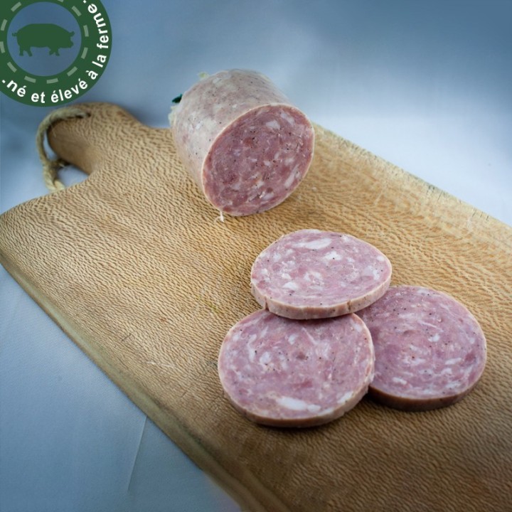 Saucisson cuit à l'ail, porc fermier | Ferme des Vallons