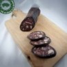 Boudin noir fermier traditionnel. Tranche de boudin, recette ancestrale.