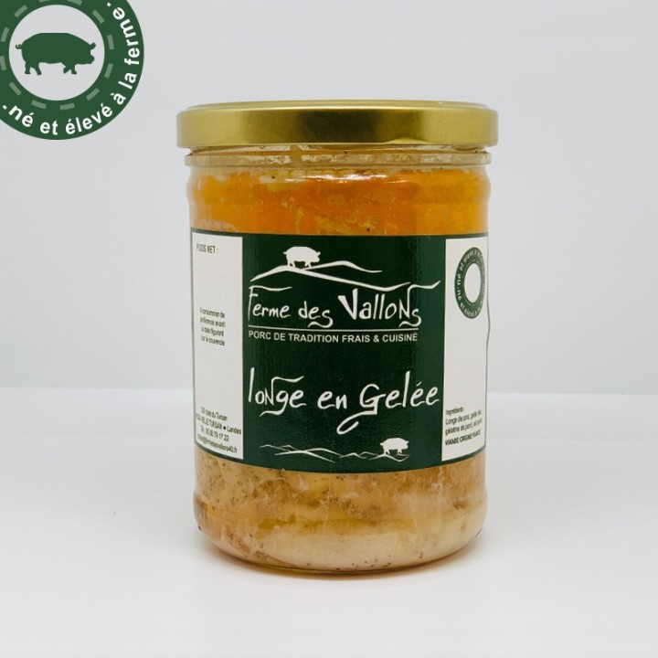 Longe de porc fermier en gelée, bocal | Ferme des Vallons