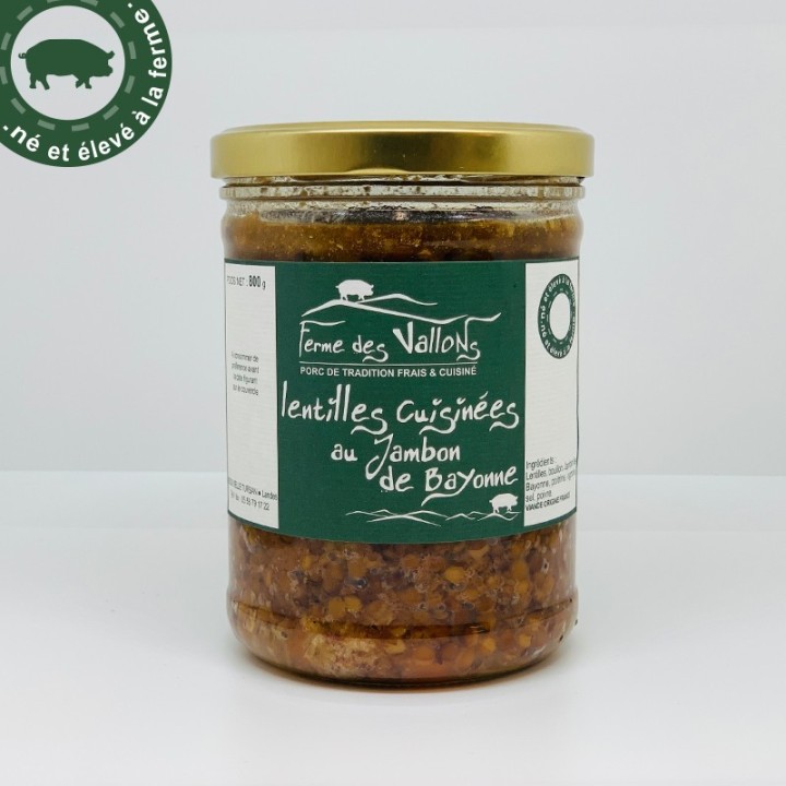 Lentilles au jambon de Bayonne, bocal | Ferme des Vallons