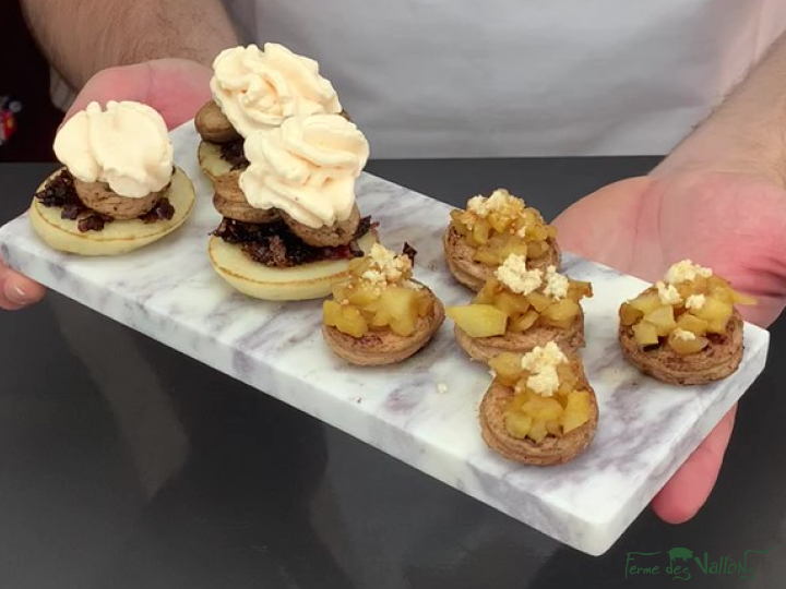 Photo de la recette : Amuses bouches aux boudins blancs natures et aux cêpes