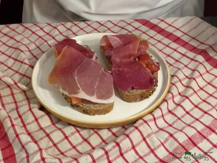 Photo de la recette : Bruschetta de tomate et jambon sec de Pays